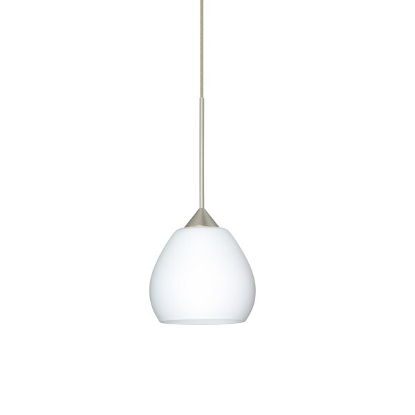 Besa Lighting Tay Tay Cord Pendant, Opal Matte, Satin Nickel Finish, 1x50W Halogen 1XT-560507-SN - main